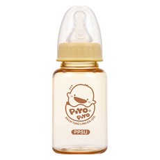 PiYOPiYO 黃色小鴨 媽咪乳感PPSU標準口徑奶瓶 新生兒以上, 圓形S孔 黃色, 150ml, 1個