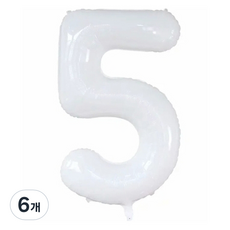 Second Best 簡潔白色派對氣球 80cm, 數字 5, 6個
