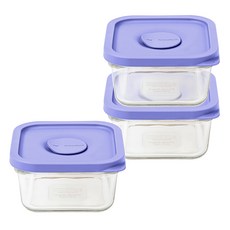 글라스락 렌지쿡 촉촉한 햇밥용기 정사각 베리페리, 3개