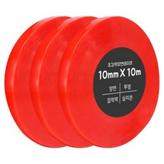 DADA 超強力雙面膠帶 10mm x 10m, 透明, 3個