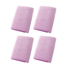 小熊壓花浴巾 G123 4入, 粉紫熊, 1組