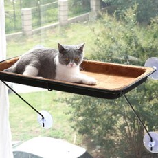 GUNU 고양이 흡착식 사각 침대 해먹 1p, 브라운, 1개