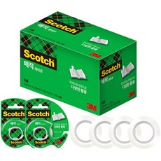 3M Scotch 隱形膠帶臺 2個 + 補充帶 4捲 12mm x 20m, 1套, 半透明