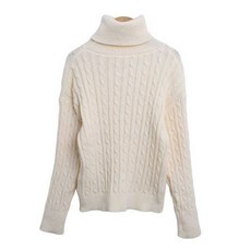 시크블랙 여성용 벨리미 목폴라 꽈배기 니트 cpnt4960k3a