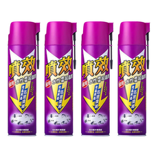 噴效 通用水性噴霧殺蟲劑, 4瓶, 600ml