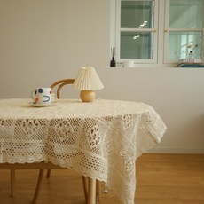 Daily On 菱形圖案棉質餐桌桌布, 米色, 100 x 140 cm, 1個