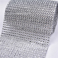 MEO 仿製水鑽 10碼 布料, 銀色, 1捆
