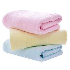 星紅織品 純棉緞檔馬卡龍色系純棉毛巾3件組, 台灣製, 33*73cm, 粉色 + 藍色 + 黃色, 1組