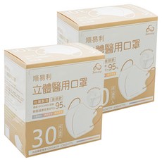 順易利 成人立體醫用口罩 美顏款 M, 莫蘭迪綠, 30片, 2盒