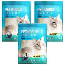 PET KNOWS 沛諾思 礦砂 不規則自然顆粒, 膨潤土材質 強力結團 高性價比 8L, 5kg, 3袋