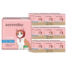 secretday 韓國原裝進口 Love系列 蝶翼衛生棉, L(29cm), 14片, 18包