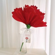 LOVELY FARM 人造花 LED 巨大康乃馨 DIY 套組 Jumbo, 紅色, 1套