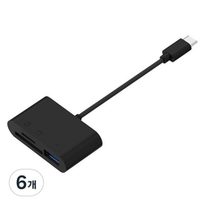 아이엠듀 C타입 3 in 1 USB TF SD카드 리더기, 블랙, 6개