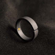 Stone Jewelry 男士用 925鍍金 復古 簡約 開口 時尚戒指