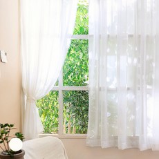 The Zari 黏貼式雪紡窗簾, Soft White