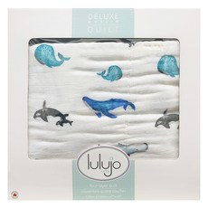lulujo 竹纖維千層紗透氣四季毯, 120 x 120cm, 鯨魚