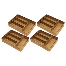 Gongganlove 分離式藤編收納隔板托盤, 自然色, 4個
