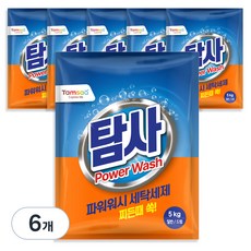 탐사 찬물에서도 강한 파워워시 일반드럼 겸용 분말 세제 리필, 5kg, 6개