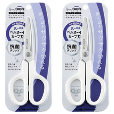 PLUS 普樂士 30度弧線抗菌剪刀, 白色, 2支