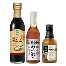 청정원 프리미엄 굴소스 500g + 쉐프의 치킨스톡 340g + 햇살담은맑은청간장 국찌개용 390ml, 1세트