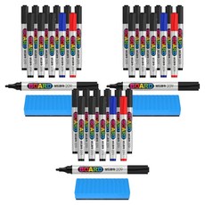 펜맥스 보드마카 209 + 지우개, 검정 + 파랑 + 빨강, 3세트