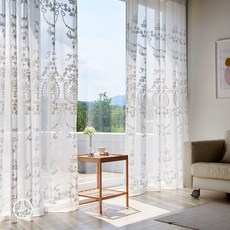 LaMonte 法式花園蕾絲窗簾 2入, 奶油白