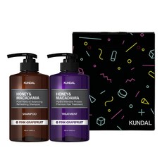 KUNDAL 昆黛爾 粉紅葡萄柚香洗護髮禮盒組 蜂蜜澳洲堅果補水護髮素+蜂蜜澳洲堅果香氛洗髮乳, 1組