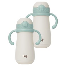 마더케이 허그 스테인리스 빨대컵, 350ml, 2개, 민트