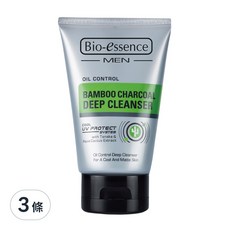 Bio essence 碧歐斯 男仕竹炭控油深層潔面霜 植物萃取, 100g, 3條