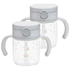 Richell 利其爾 Asta幼兒用吸管杯 200ml, 2個, 淺灰色