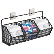 오템 벽걸이 칸막이 수납함 3칸 + 스티커 2p 세트, 블랙, 1세트