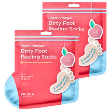 FRUDIA 給足面子 桃氣3D嫩足膜, 溫和去角質, 舒緩足部疲勞, 40g, 1雙, 2包