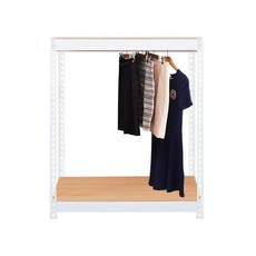 스피드랙 V2 행거 2단 1000 x 600 x 1200 mm, 프레임(화이트) + 우드(보드 + 화이트)