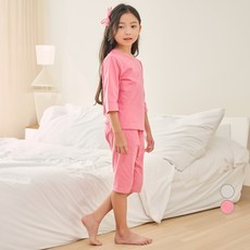 LollyTree 童款30支棉7分袖簡約家居服套裝