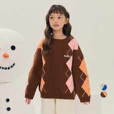 OWLEYBARN 兒童菱格紋寬鬆版型針織毛衣