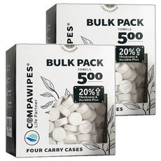 COMPAWIPES 壓縮式迷你紙巾 1層 方便攜帶 天然纖維 獨立包裝, 500顆, 2盒