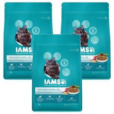 IAMS 愛慕思 健康優活 室內貓體重管理及化毛營養配方乾糧, 玉米, 1kg, 3袋