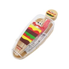 Skater ADXT1S 兒童右手學習筷 含收納盒 筷子140mm*1雙+收納盒136*65*45mm*1個, 漢堡, 1組