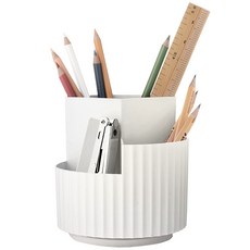 Saenghwalgongsik 多用途3格旋轉式筆筒, 白色, 1個