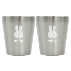 kitchen U 幼兒用 Miffy不鏽鋼雙層杯 小, 銀色, 2個, 175ml