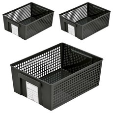 inomata標記整理籃4672收納籃(L) 居家收納整理好幫手, 黑色, 3個