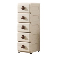 兒童房加厚抽屜式收納櫃 三層衣物整理櫃 45cm面寬床頭櫃, 可愛兔 奶油 棕頂