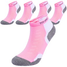글로리빙 컴포트3D 스포츠 발목 양말 5켤레, 핑크
