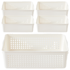 HOMZ Brida 韓國製萬用收納籃 3號, 乳白色, 5個