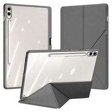 tablese Galaxy Tab 可拆式垂直支架解鎖蓋透明平板電腦保護殼, 1個, 灰色