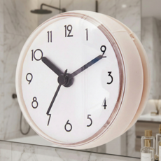 YS 흡착식 방수 욕실 시계, 화이트