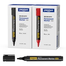 PENMAX 油性馬克筆 12入, 黑紅, 2個
