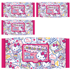 Hello Kitty 凱蒂貓 手口柔濕巾 加蓋 200 x 150mm, 385g, 1入, 4包