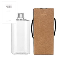 AC520透明PET瓶 520ml+銀色蓋+簡約韓文奶茶瓶身貼紙 L+盒子, 10組