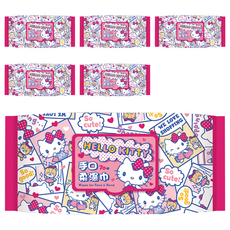 Hello Kitty 凱蒂貓 手口柔濕巾 加蓋 200 x 150mm, 385g, 1入, 6包